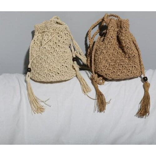 Women Fashion Weave Shoulder Bag Summer Beach Vacation Crossbody Bucket Bags Female Small Vintage Handbag Purse