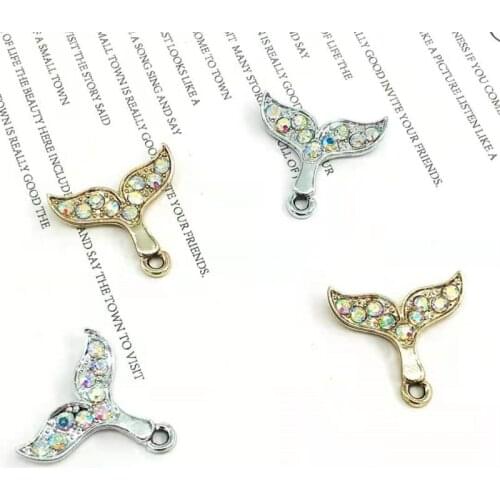 10pcs New Enamel Jewelry Fashion Mermaid Tail Alloy Pendants Headdress Earring Necklace Bracelet Accessories For Jewelry Making