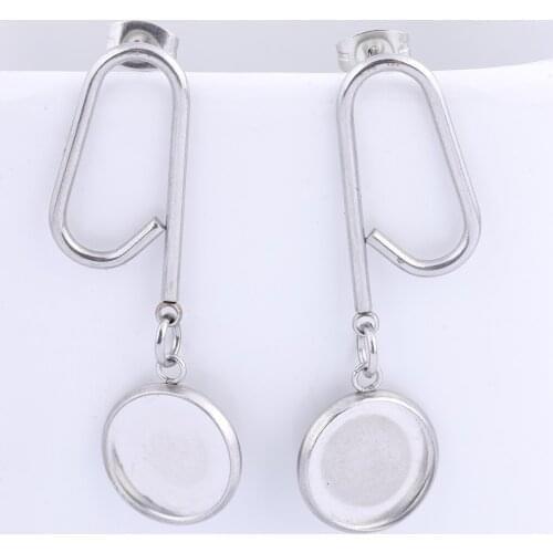 10pcs Fit 10mm 12mm 20mm Cabochon Earring Base Stainless Steel Bezel Blanks For Earrings Jewelry Making