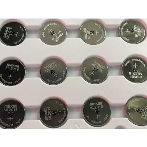 100pcs/lot Maxell ML2016 ML 2016 3v Li-Ion Lithium Ion Rechargeable Coin Battery Button CMOS RTC Batteries Cell