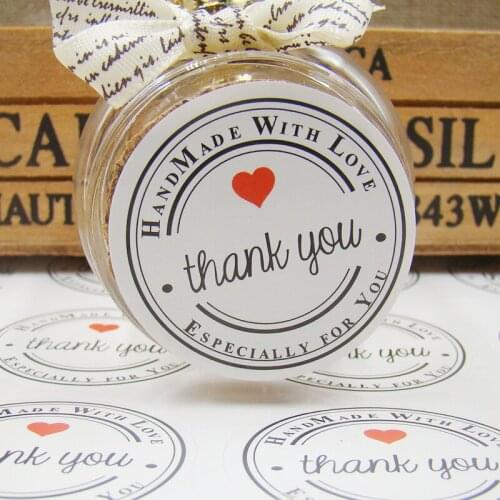 1000pc DIY Scrapbooking Thank You Heart white/ Kraft Sticker Cookie/Cake/Gift Labels Stickers Kitchen Sweets Party Seal Sticker