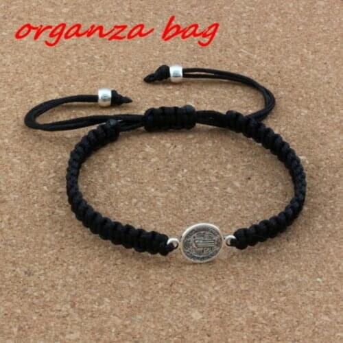 2pcs Alloy Benedict Medal on Adjustable black Cord Wrist Bracelet B-71