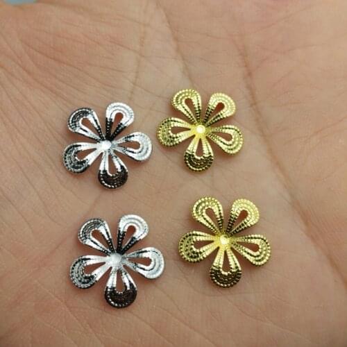 20 pieces / lot 15mm copper filigree flower Jewelry DIY Components Findings Headgear accessories