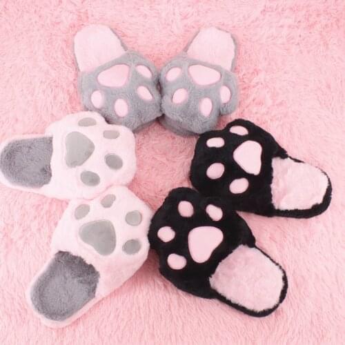2020 Plush Cotton Slippers Women Men Winter Cartoon Kitty Kawaii Slippers Cat Soft Slippers Household Shoes Slides