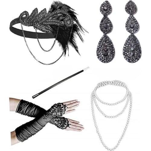 Sexy Headwear+Necklace+Earrings+Gloves+Baton 5 piece set CYHWR
