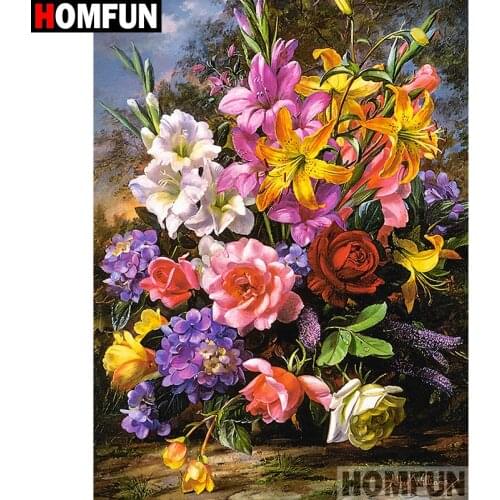 HOMFUN Full Square/Round Drill 5D DIY Diamond Painting "Flower" Embroidery Cross Stitch 5D Home Decor A00139