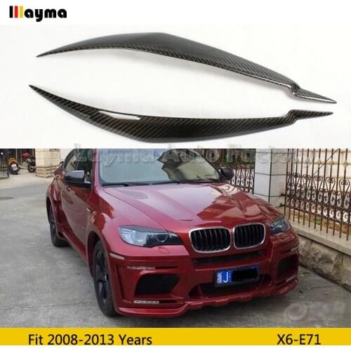 Carbon Fiber Car Eyebrows For BMW X6 35i 50i xDrive E71 2008 2009 2010 2011 2012 2013 year car lamp eyelid front eyebrow