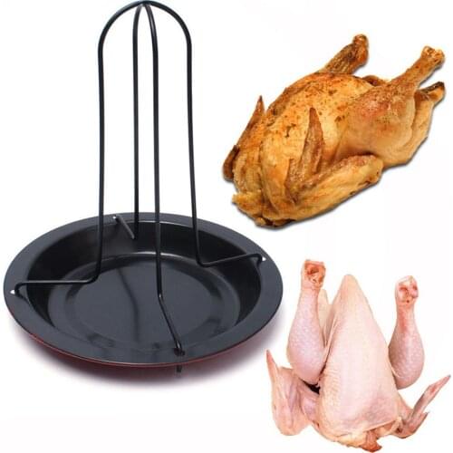Barbecue Portable Chicken Duck Holder Rack Grill Stand Roasting Baking Reusable For BBQ Rib Non Stick Carbon Steel Barbecue