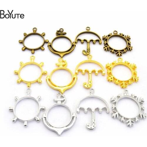 BoYuTe Wholesale Metal Alloy Anchor/Rudder/Umbrella/Snowflake Pendant Blanks Tray Bezel DIY Hand Made Jewelry Accessories