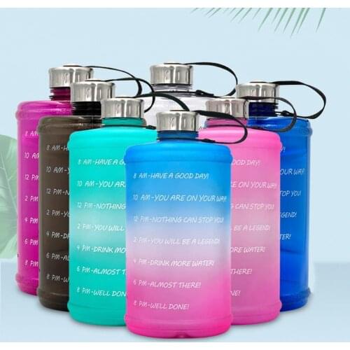 2.2L Water Bottle Eco-friendly Large Capacity PET Motivational Time Marker Fitness Kettle for Camping Drinkware