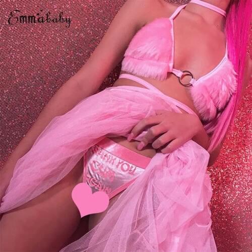 Women Bra Pink Halter Sexy Ladies Backless Vest Solid Color Bra Femme Nightwear Sexy Ladies Sleepwear