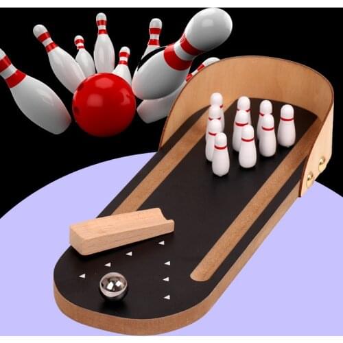 Childrens Wooden Toys Desktop Mini Bowling Ball Parent-child Interaction Learning Puzzle Indoor Decompression Game