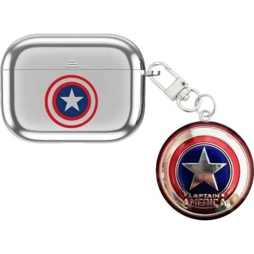 Marvel Captain America Iron Man Headphone Protective Case is suitable for AirPods 1/2 Pro electroplating headphone case