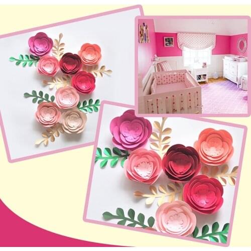 DIY Nursery Wall Decor Paper Flowers Leaves Set For Birthday Backdrops Decorations Crafts Flower Art Decor Boho Floral Nursery