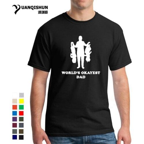 Worlds Okayest Dad Tshirt Fashion Design 16 Colors Cotton Short sleeves T-shirt Fathers Day Gift Tops Tee Plus 3XL Streetwear
