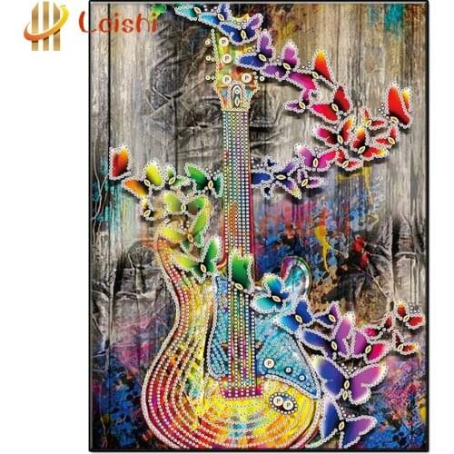Hot Sale!Guitar, butterfly, creativity Full Square Diamond Painting Diamond Mosaic picture of rhinestone Diamond Embroidery