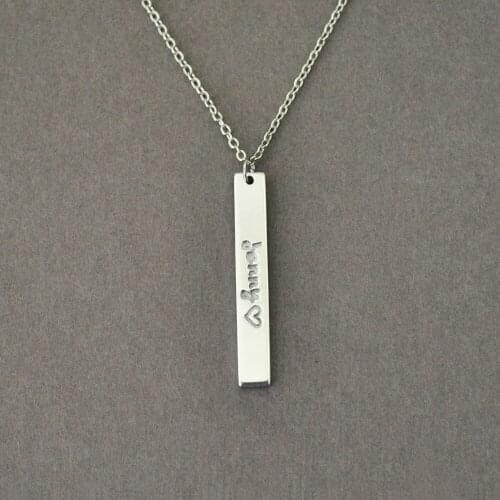 Customized Name Bar Necklace,Vertical Bar Pendant Charm,Name Bar Necklace,Gift for her,Christmas Gift