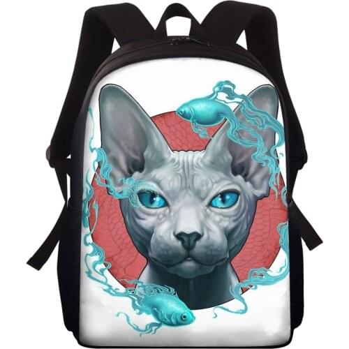 ELVISWORDS Customize Brand Rucksack Personality Ghost Cat Printing Backpack For Women Men Boys Knapsack Teenager Mochila Escolar