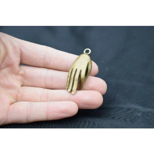 Chinese Nongovernmental Pure Brass Buddhas Hand Small Pendant Ornament