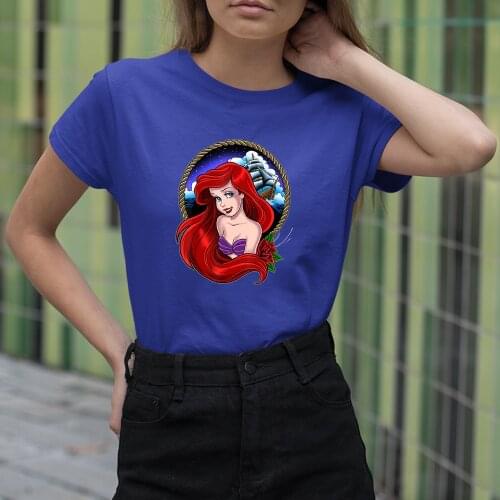 Summer New Products Disney Family Matching Clothes Ariel The Little Mermaid Short Sleeve Cartoon Printing Fashion Harajuku Tee