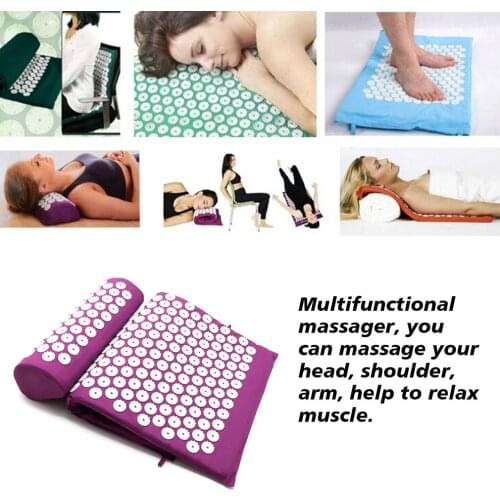 Massager Cushion Mat Set For Body Head Foot Neck Acupressure Relieve Stress Pain Aches Muscle Tension Spike Yoga Mat With Pillow