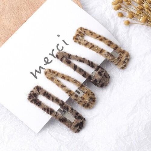 Fashion Retro Print Leopard Plush Hairpin For Women Hairband Girl Snap Barrette Bobby Hair Clip Jewelry Accessories Gifts