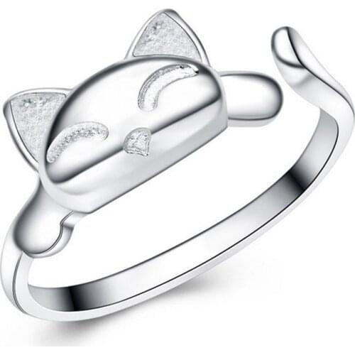Fashion Cute Fox Rings Lovely Animal Funny Party Finger Rings for Women 925 Sterling Silver Jewelry Fast Shipping