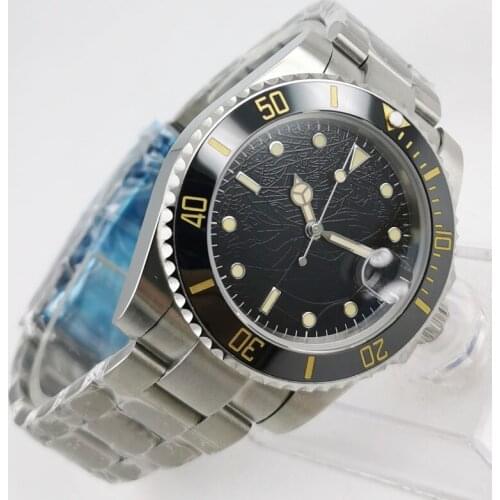 40mm Sterile Dial Sapphire Glass Date Luminous Black Ceramic Bezel MIYOTA 8215 Automatic Mechanical Mens Watch