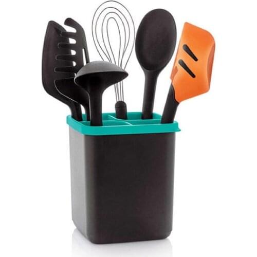 Tupperware Kitchen Supplies Set, Mini Bucket, Silicone Spatula, Wire Whisk, Multi-Purpose Spoon, multi-Purpose Tongs