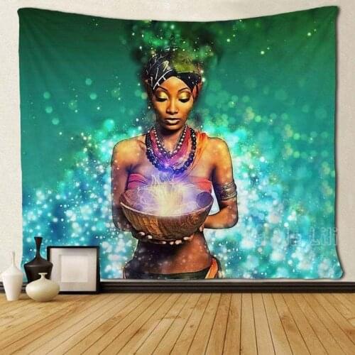 African Woman Tapestry Afrocentric Decor Black Girl Wall Hanging