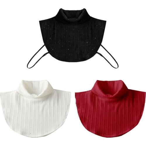 Autumn Winter Knitted Fake Collar Neck Warm Wrap Removable False Turtleneck Half Blouse Pullover Collar for Sweater Shirt Dress