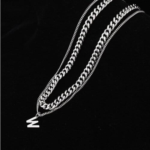 Fashion new letter W Collares layered pendant necklaces women punk Stainless Steel long necklace hip hop jewelry dropshipping