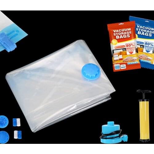 Plastic Vacuum Bags for Clothes Seal Storage Bags Transparent Compressed Organizers for Wardrobe Space Saving PA Material