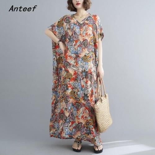 Short sleeve cotton stain vintage dresses for women casual maxi long loose sun summer beach dress elegant clothes 2021 sundress