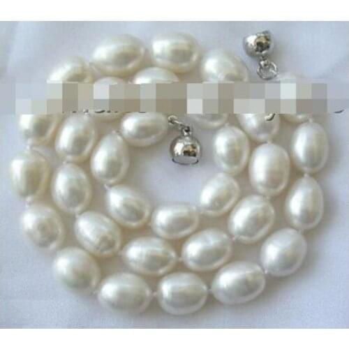 Stunning big 10-11mm baroque white freshwater cultured pearl necklace s1062