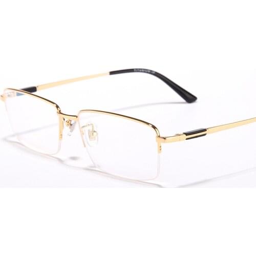 Width-142 Titanium Half Rim Men Temperament Steady Simple Glasses Eyewear Myopia Glasses Ultra Light Generous Eyeglasses Frame