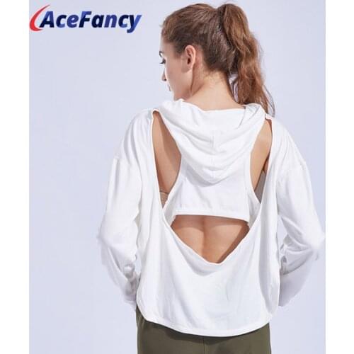 Women Spring Autumn Long Sleeve Acefancy Backless Racerback Sport Top Fitness Female Workout Clothes For Women Sportswear 18-242