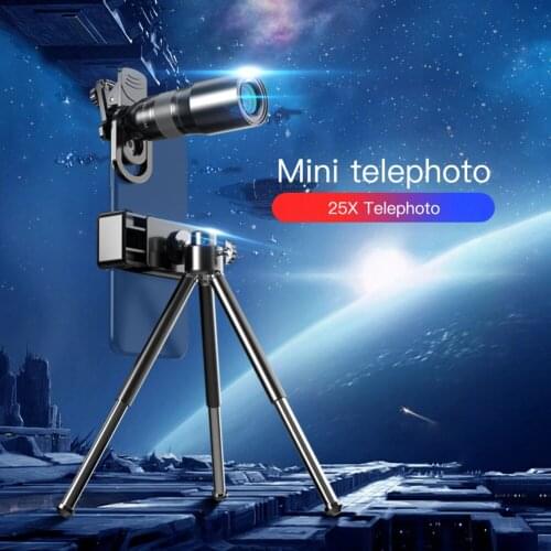 Mobile Phone Telescope Lens 25X Single Tube Telephoto Lens HD External Camera With Holder For Astronomical Observation Concert