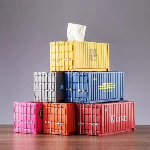 Shipping Container Creative Tissue Box Square Organizer Dispenser Napkin Tissue Boxes Paper Servilletero Kitchen Items BW50ZJ