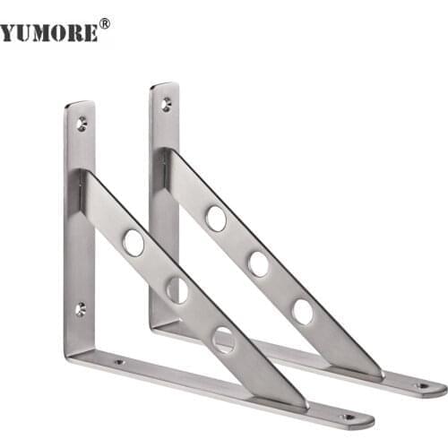 YUMORE 50pcs/lot Heavy Duty Wall Mounted Shelf Brackets Support Stainless Steel Triangle Bracket wholesale DIY Home Table Bench