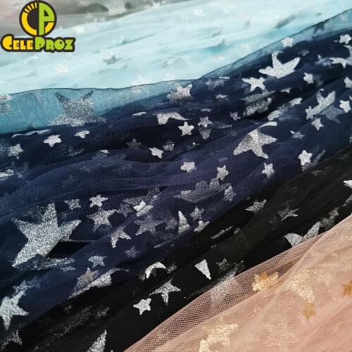 150x100cm Star Tulle Mesh Fabric For Sewing Dress Curtain Photograph background Wedding Birthday Party Window Decoration Fabric