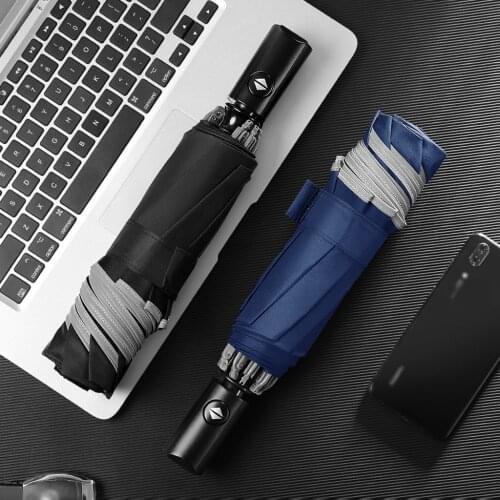 Wind Resistant Folding Automatic Rain Umbrella Fashion Mens Business Umbrella With Reflective Strips Outdoor Windproof A35