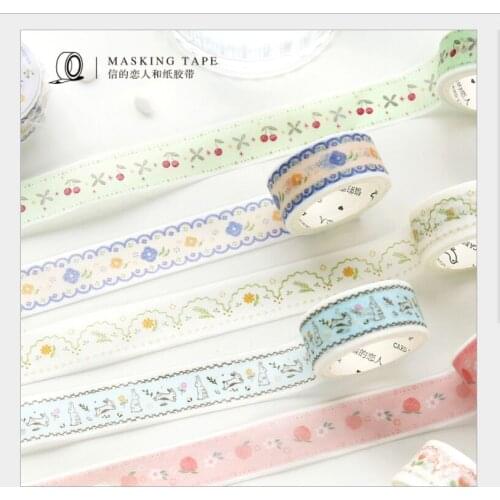 Embroidered Forest plant flower Daisy Cherry Peach Lace border Bullet Journal Washi Tape DIY planner scrapbooking masking tape