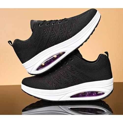 Fashion Women Dance Shoes Breathable Mesh Middle Heel Square Dance Shoes High Quailty Comfortable Air Sole Sneakers