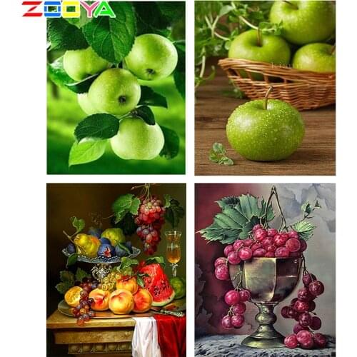 ZOOYA Home Decor Diamond Embroidery 3d DIY Diamonds Painting Hobby Mosaic Pictures Wall Sticker Fruit Green Apple Gifts RF1214
