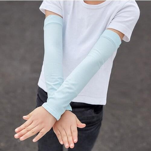 1 Pair Thin Childrens Arm Sleeve Ice Silk Super Elastic Sun UV Protective For Kids 5-12 Years Girls Boys Sport cuff Arm Warmer