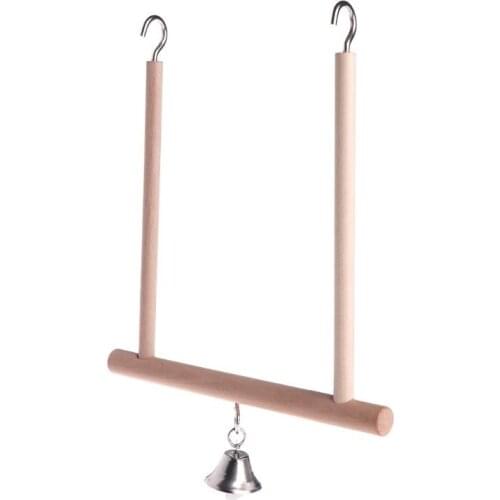 Wooden Parrots Swing Toy Birds Perch Toys with Bells Hanging Swings Cage for Pets Bird Supplies