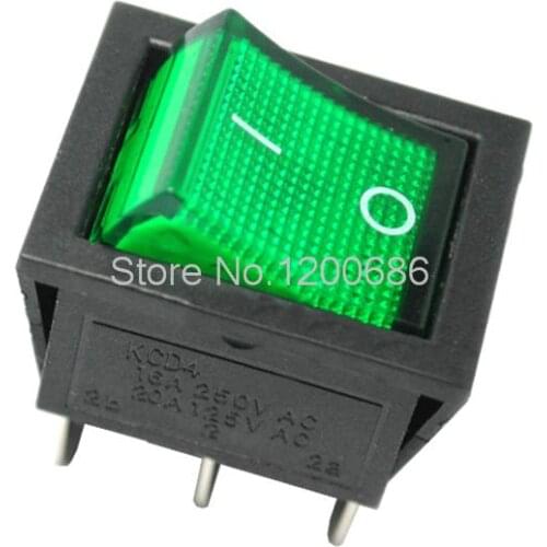 2 Piece KCD4 Rocker switch Rocker switch 6 feet 16A 250V 31x25mm green with lights