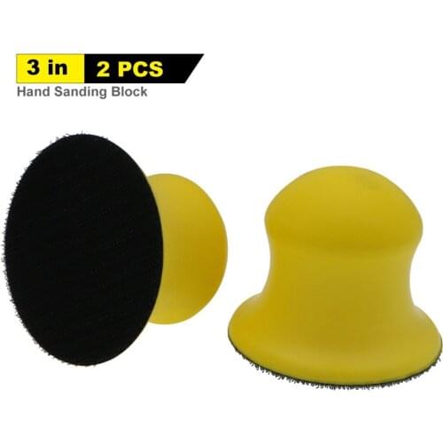 3 Inch Foam Hand Sanding Block Hand Pad Polishing Pad for Hook and Loop Disc ( Pack of 2)