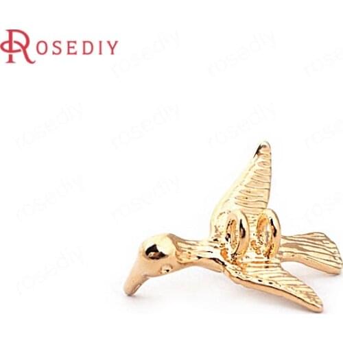 33581)6PCS 18*16.5MM 24K Gold Color Brass Birds Charms Pendants High Quality Diy Jewelry Findings Accessories wholesale